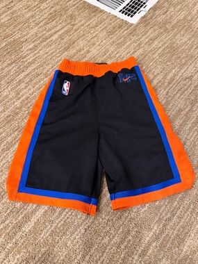 NBA Knicks Kids Black Shorts with Orange & Blue Trim
